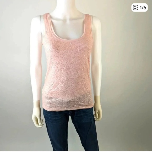 Women's Pink Sequin Tank Top - Picture 1 of 6